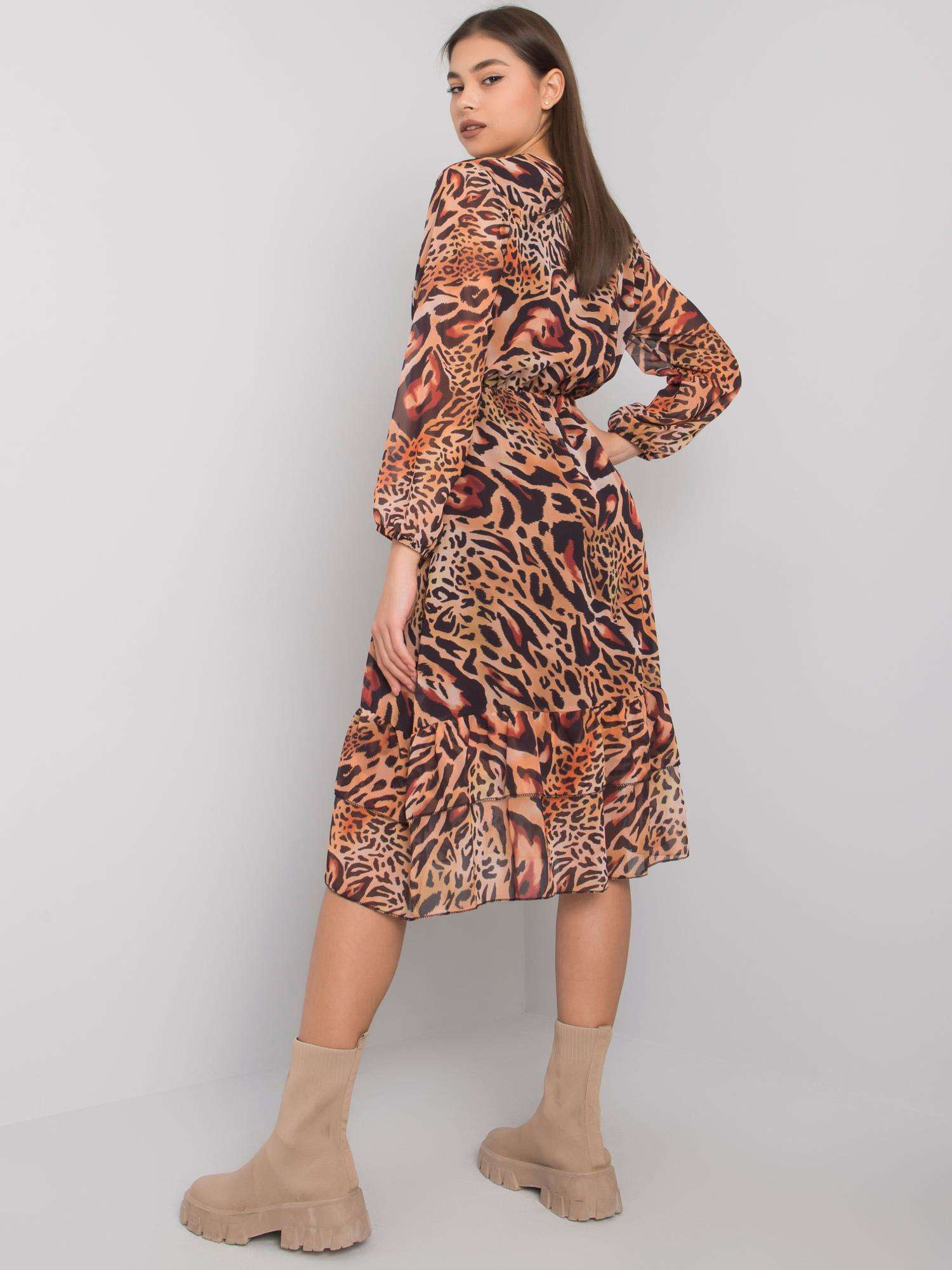 Darina Light Brown Ruffle Dress
