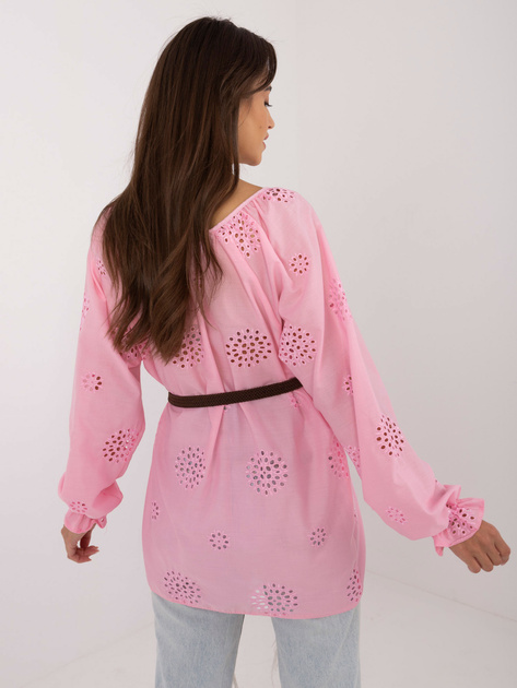 Hurt Różowa ażurowa bluzka casualowa w stylu boho