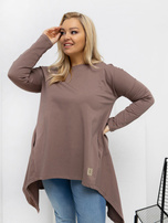 Jasnobrązowa tunika plus size z bawełny