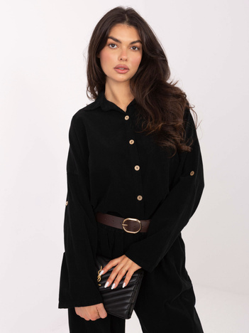 Czarna rozpinana koszula ze sztruksu