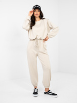 Jasnobeżowy komplet ze ściągaczem na bluzie RUE PARIS 