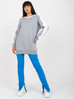 Hurtownia Szaro-biała dresowa bluza basic bez kaptura RUE PARIS