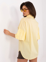 Jasnożółta bawełniana koszula z szerokim rękawem
