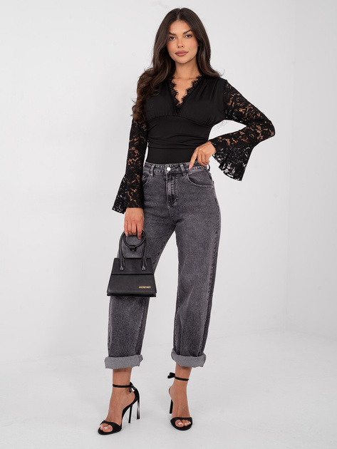 Czarne eleganckie body z zapięciem na haftki