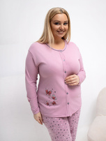 Růžová dámská pyžama plus size z bavlny.
