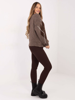 Czekoladowe dzianinowe legginsy w prążek STITCH & SOUL 