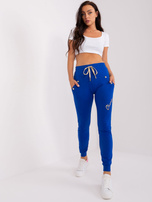 Hurtownia Kobaltowe spodnie dresowe z kieszeniami