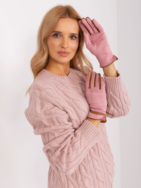 Hurt Jasnoróżowe dotykowe rękawiczki damskie