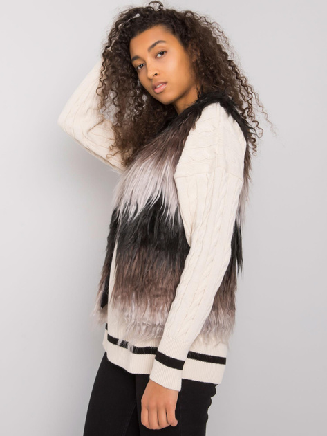 Czarno-szara damska kamizelka futrzana Romi