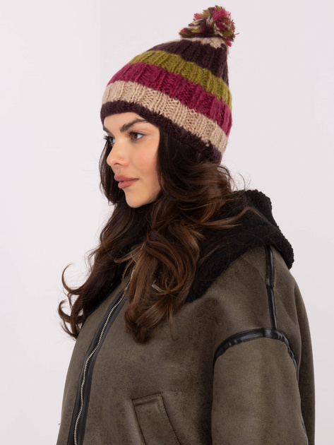 Hurt Ciemnobeżowo-khaki zimowa czapka damska