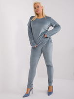 Hurt Szaro-niebieski welurowy komplet plus size Jeannee