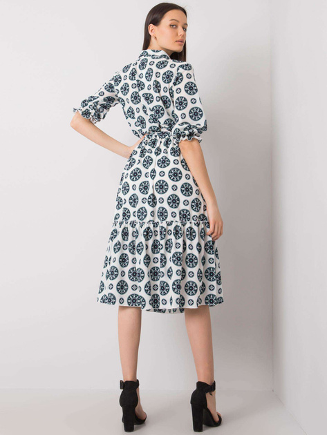 Biało-miętowa sukienka z printami Avelina