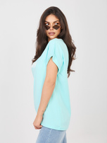 Miętowa asymetryczna bluzka z napisem California