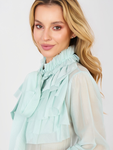 Jasnomiętowa rozpinana koszula z rękawem typu dzwon