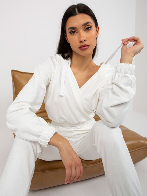 Hurt Ecru damski dresowy komplet basic z krótką bluzą