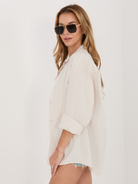 Jasnobeżowa klasyczna koszula z długim rękawem