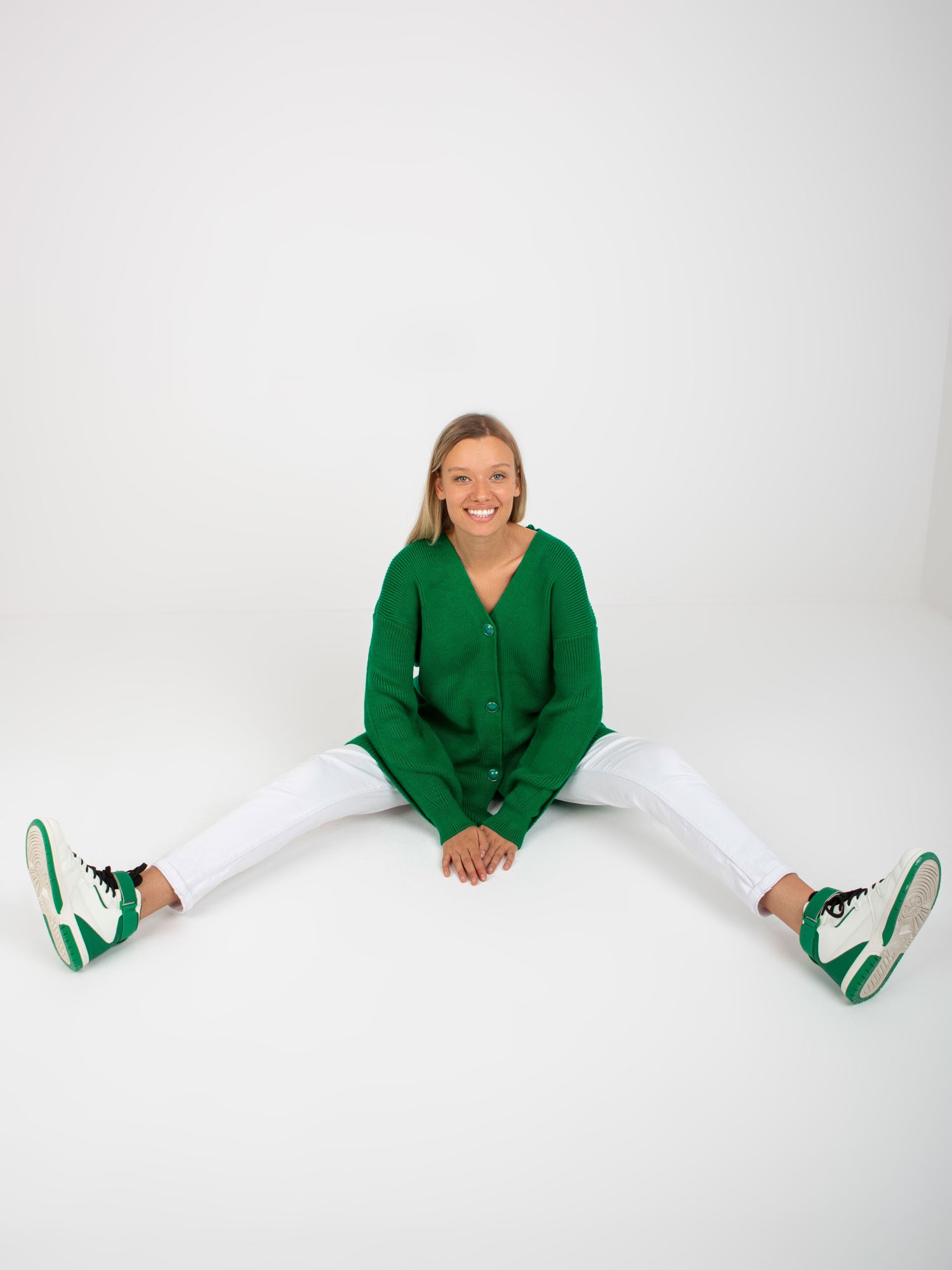 Žalias megztinis su sagomis RUE PARIS.