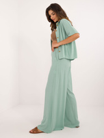 Hurt Pistacjowy damski komplet letni z krótką koszulą