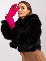 Hurt Fuksjowe dotykowe rękawiczki z ozdobnym paskiem