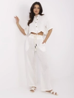 Ecru muślinowy komplet z krótką koszulą