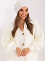 Hurtownia Ecru czapka damska z kaszmirem