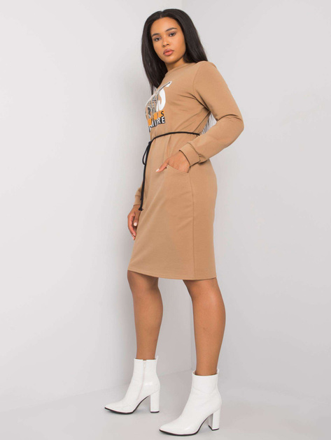 Camelowa sukienka bawełniana Lareen