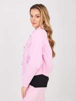 Jasnoróżowa sztruksowa kurtka z kołnierzem RUE PARIS 