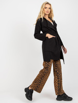 Hurt Czarny cienki płaszcz z paskiem wiązanym OCH BELLA