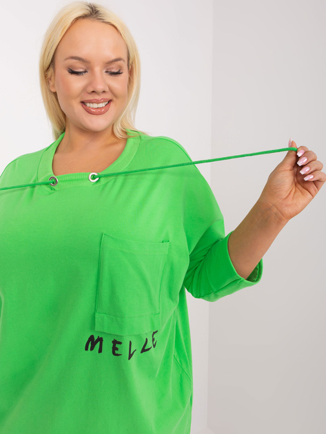 Hurt Jasnozielona luźna bluzka plus size z kieszenią