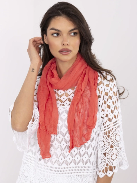 Pomarańczowa damska chusta z marszczeniem