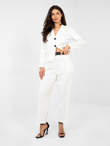 Ecru dresowe spodnie z ozdobnymi przeszyciami