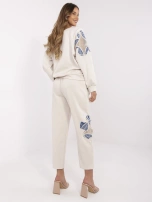 Beżowy przyjemny w dotyku komplet damski