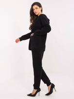 Czarny swetrowy komplet alpaka ze spodniami