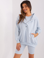 Light blue mélange casual three-piece set with a sweatshirt.