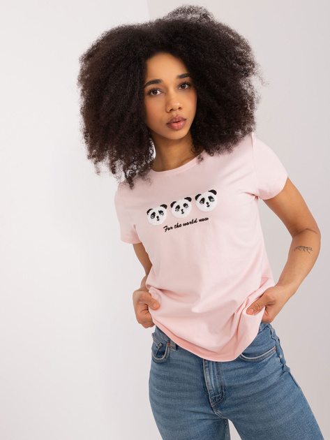 Hurt Jasnoróżowy t-shirt z napisem BASIC FEEL GOOD