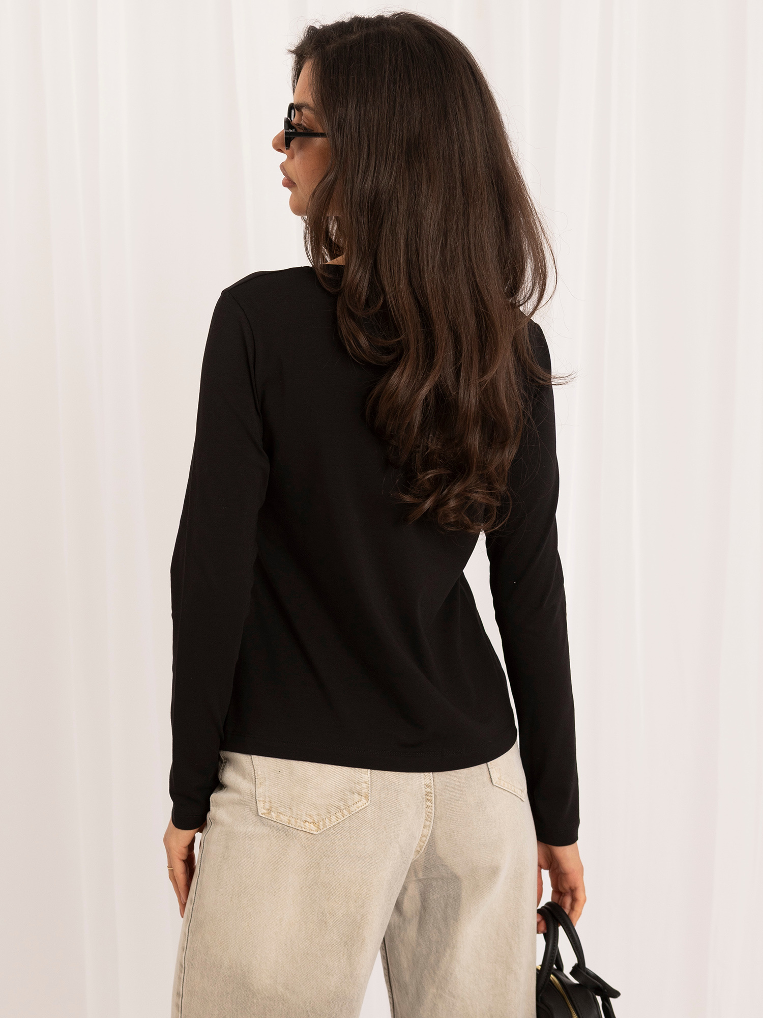 Czarna bawełniana bluzka basic RUE PARIS 
