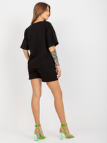 Hurtownia Czarny letni komplet dresowy z szortami