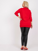Czerwona bawełniana tunika plus size z aplikacją Sylviane