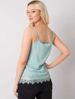 Miętowy top damski z koronką Leyla