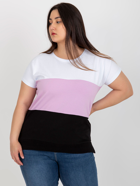 Hurt Biało-fioletowa bluzka plus size bez zapięcia