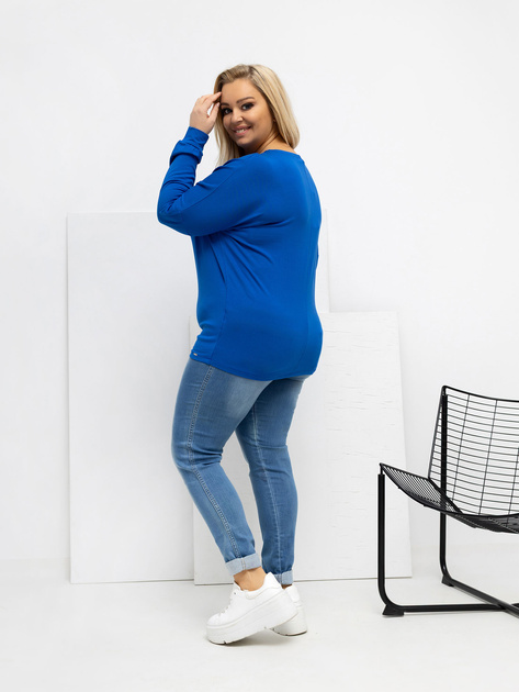 Kobaltowa bluzka plus size w jednolitym kolorze