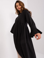 Hurt Czarna asymetryczna koszula damska z falbaną