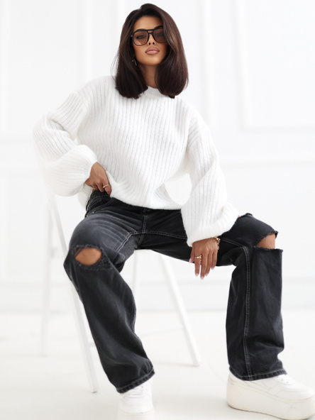 Ercu miękki sweter oversize w prążki