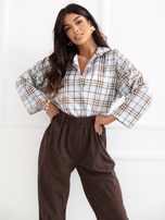 Jasnoniebieska damska koszula oversize w kratę