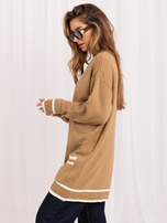 Großhandel Dunkelbeige Strickjacke mit Taschen RUE PARIS.