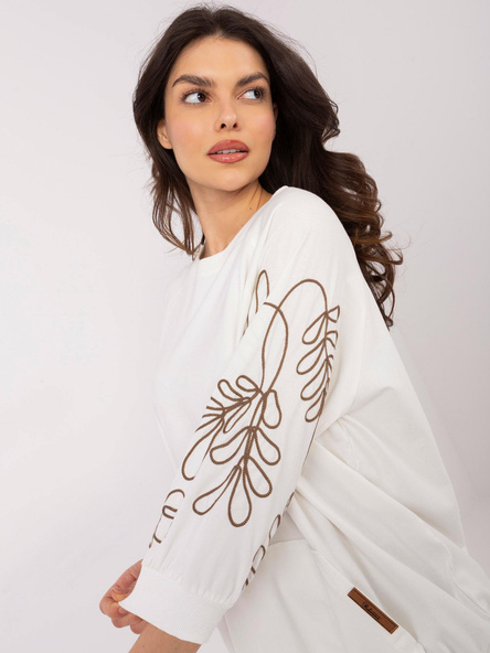 Ecru bluza kangurka z rękawem 3/4 RUE PARIS 