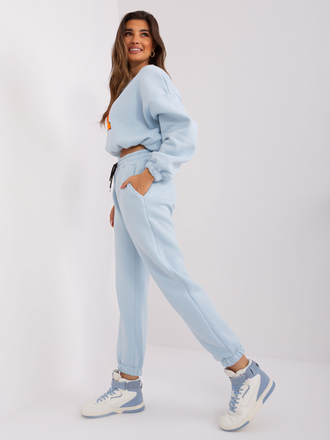 Hurt Jasnoniebiesko-fluo pomarańczowy damski komplet dresowy