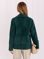 Hurt Dunkelgrüne Alpakajacke mit Reißverschlüssen.