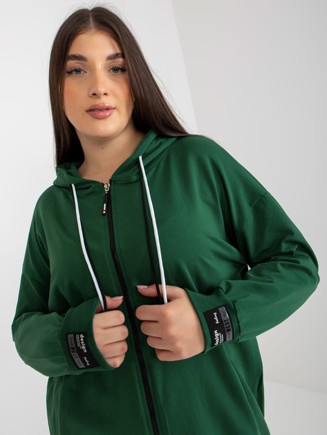 Hurt Ciemnozielona rozpinana bluza plus size z kapturem