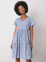 Niebieska sukienka z falbaną Genevieve RUE PARIS